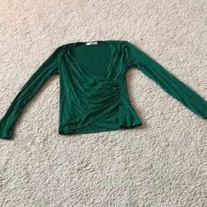 Green wrap long sleeve top